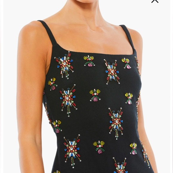 Mac Duggal Cotton Embellished Mini Dress - Picture 4 of 8